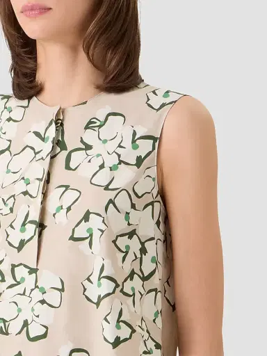 Akris punto Women's Papercut Flower Print Cotton Tunic Top - Beige Cream Olive | Thumbnail 5 Akris punto Women's Papercut Flower Print Cotton Tunic Top - Beige Cream Olive | Thumbnail 5