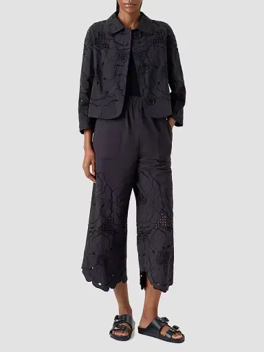 Akris punto Women's Flower Eyelet Poplin Jacket - Black - Size 16 | Thumbnail 2 Akris punto Women's Flower Eyelet Poplin Jacket - Black - Size 16 | Thumbnail 2
