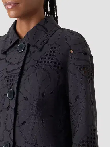 Akris punto Women's Flower Eyelet Poplin Jacket - Black - Size 16 | Thumbnail 5 Akris punto Women's Flower Eyelet Poplin Jacket - Black - Size 16 | Thumbnail 5