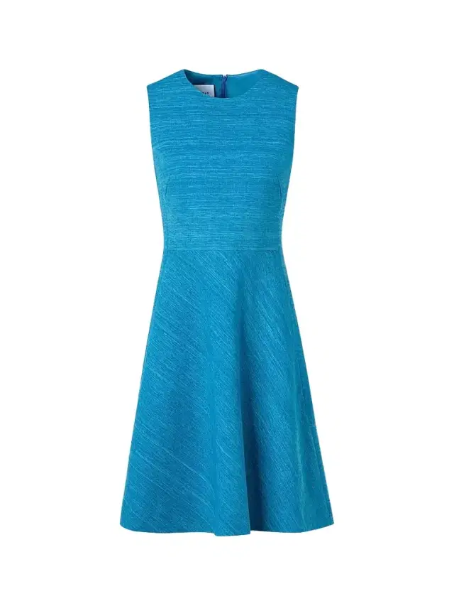 Women's Raw Silk-Cotton A-Line Mini Dress - Medium Blue Denim