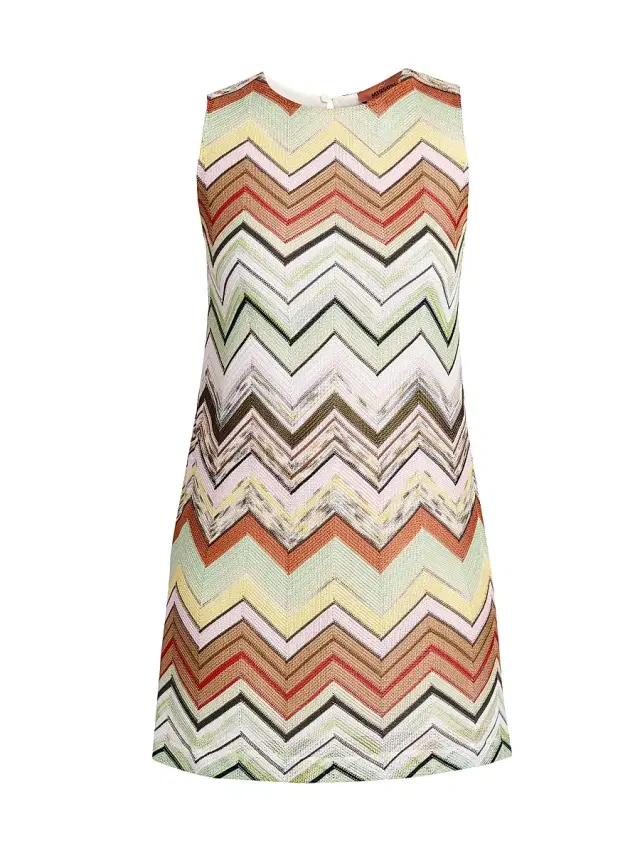Missoni Women's Zigzag Shift Minidress - Green Camel White Pink Multi