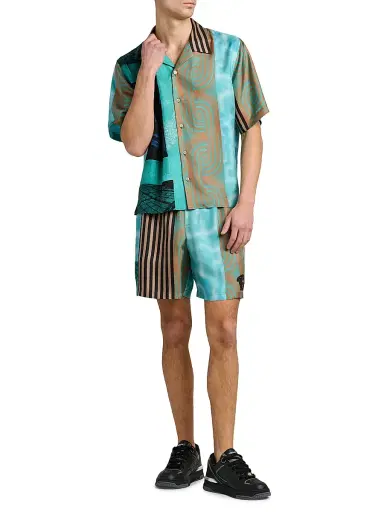 Versace Men's Printed Silk Camp Shirt | Thumbnail 2 Versace Men's Printed Silk Camp Shirt | Thumbnail 2