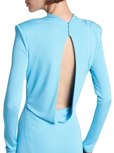 Tom Ford Women's Crepe Jersey Cut-Out Back Gown - Aqua Blue - Size 0 | Thumbnail 6