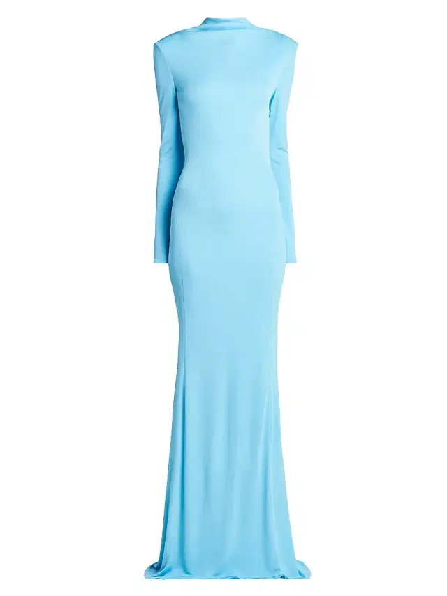 TOM FORD Women's Crepe Jersey Cut-Out Back Gown - Aqua Blue