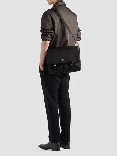 Prada Men's Re-Nylon and Saffiano Leather Shoulder Bag | Thumbnail 2 Prada Men's Re-Nylon and Saffiano Leather Shoulder Bag | Thumbnail 2