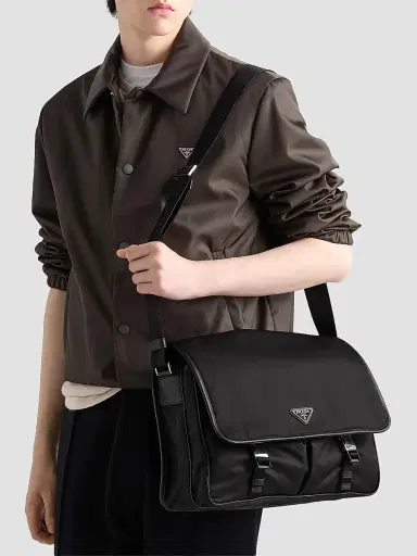 Prada Men's Re-Nylon and Saffiano Leather Shoulder Bag | Thumbnail 3 Prada Men's Re-Nylon and Saffiano Leather Shoulder Bag | Thumbnail 3