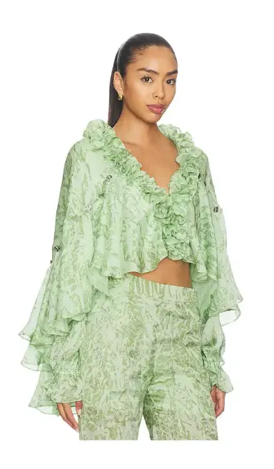LA FUORI Mistleaf Ruffle Printed Top | Thumbnail 2