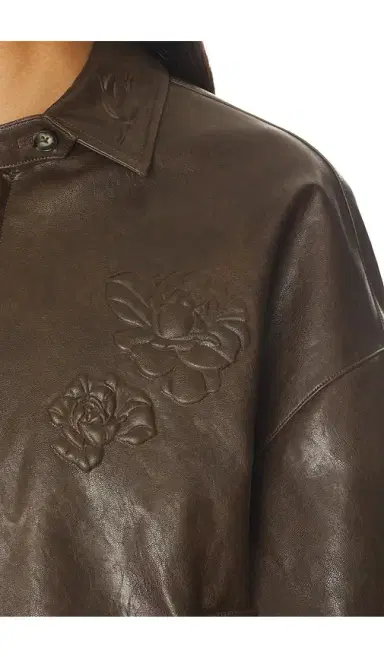 Markgong Faux Leather Floral Imprinted Baseball Jacket | Thumbnail 6