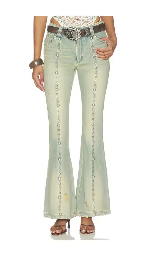 Markgong Studded Flared Jeans