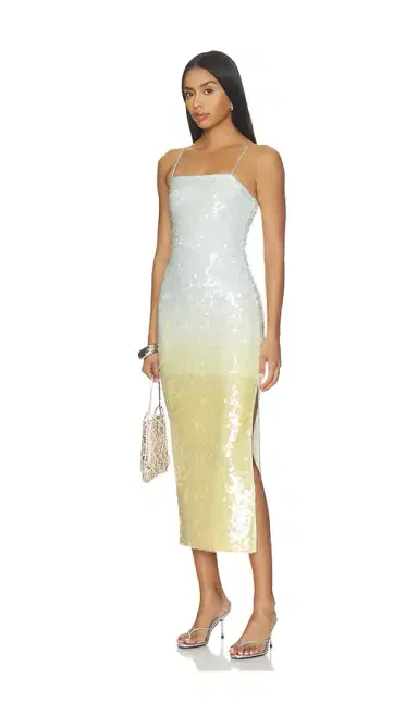 Alice + Olivia Alice + Olivia Delora Sequin Strapless Midi Dress | Thumbnail 1