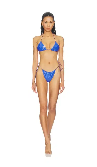 naranja furcado Latex Splash Matte Triangle Bikini Set | Thumbnail 1