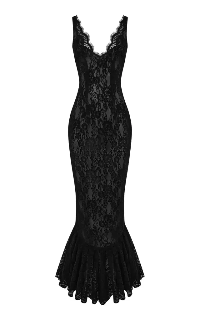 Rasario Back-Slit Lace Gown