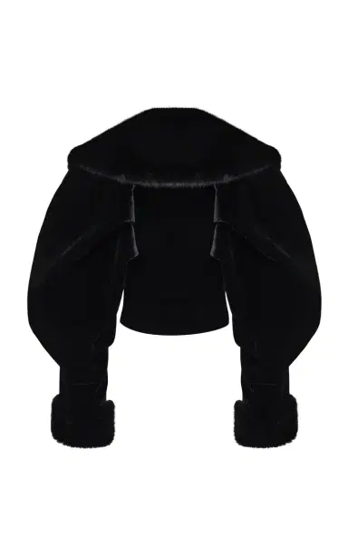 RASARIO Cropped Velvet & Faux Fur Coat | Thumbnail 3 RASARIO Cropped Velvet & Faux Fur Coat | Thumbnail 3