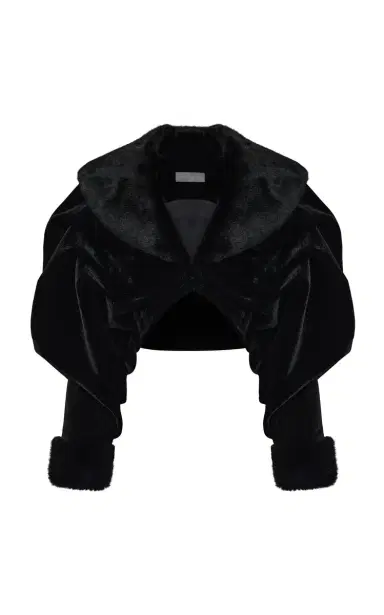 RASARIO Cropped Velvet & Faux Fur Coat | Thumbnail 1 RASARIO Cropped Velvet & Faux Fur Coat | Thumbnail 1