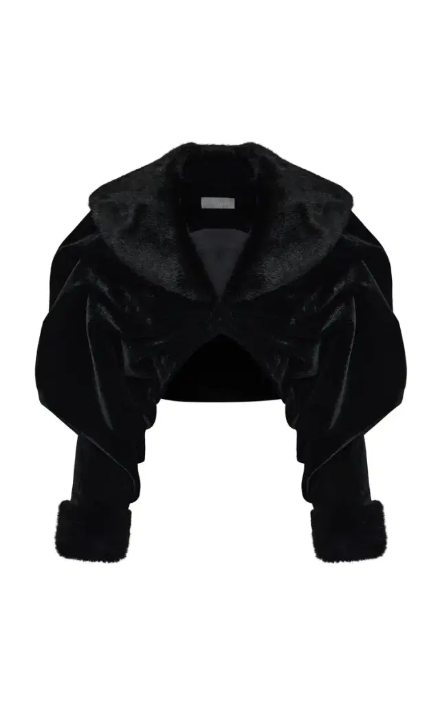 Rasario Cropped Velvet & Faux Fur Coat