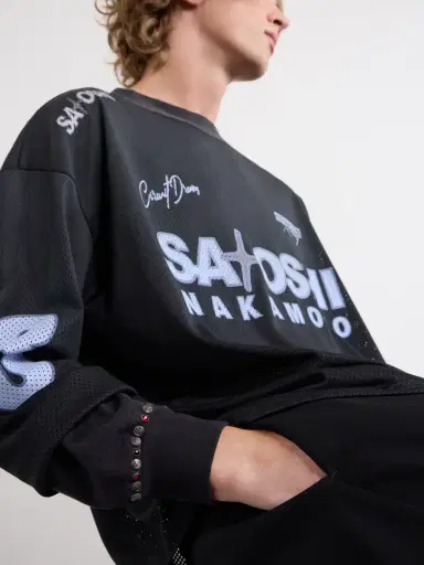 Satoshi Nakamoto Moto Logo-Print Mesh T-Shirt - Men | Thumbnail 5 Satoshi Nakamoto Moto Logo-Print Mesh T-Shirt - Men | Thumbnail 5