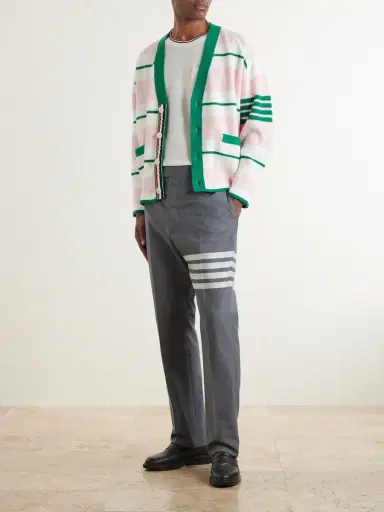 Thom Browne Pointelle-Knit Cotton and Linen-Blend T-Shirt - Men | Thumbnail 2 Thom Browne Pointelle-Knit Cotton and Linen-Blend T-Shirt - Men | Thumbnail 2