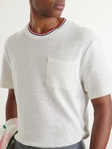 Thom Browne Pointelle-Knit Cotton and Linen-Blend T-Shirt - Men | Thumbnail 5 Thom Browne Pointelle-Knit Cotton and Linen-Blend T-Shirt - Men | Thumbnail 5