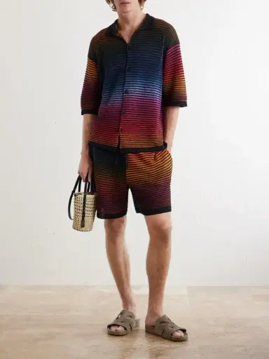 Loewe Paula's Ibiza Straight-Leg Striped Cotton-Blend Shorts - Men | Thumbnail 2 Loewe Paula's Ibiza Straight-Leg Striped Cotton-Blend Shorts - Men | Thumbnail 2