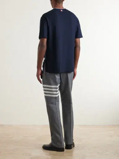 Thom Browne Pointelle-Knit Cotton and Linen-Blend T-Shirt - Men | Thumbnail 4