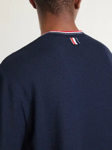 Thom Browne Pointelle-Knit Cotton and Linen-Blend T-Shirt - Men | Thumbnail 5