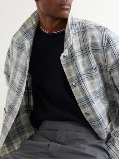 Thom Browne Pointelle-Knit Cotton and Linen-Blend T-Shirt - Men | Thumbnail 6