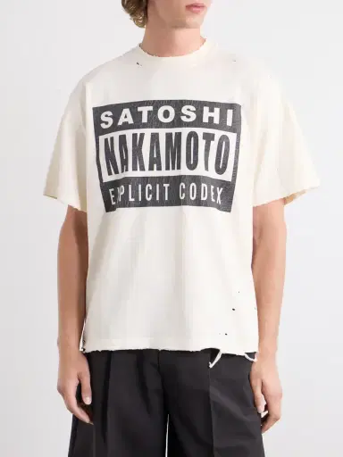 Satoshi Nakamoto Explicit Codex Logo-Print Distressed Cotton-Jersey T-Shirt - Men | Thumbnail 3 Satoshi Nakamoto Explicit Codex Logo-Print Distressed Cotton-Jersey T-Shirt - Men | Thumbnail 3