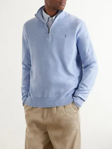 Polo Ralph Lauren Logo-Embroidered Cotton Half-Zip Sweater - Men | Thumbnail 3 Polo Ralph Lauren Logo-Embroidered Cotton Half-Zip Sweater - Men | Thumbnail 3