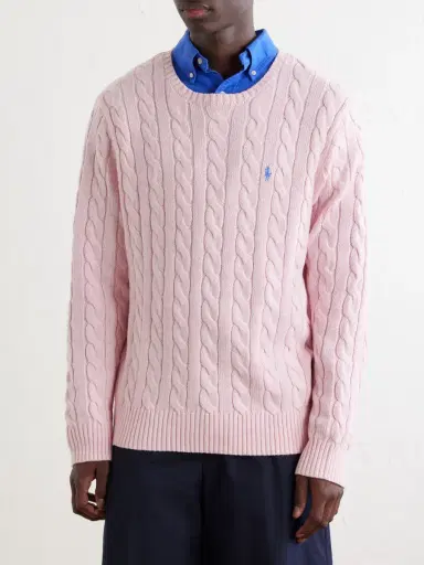 Polo Ralph Lauren Logo-Embroidered Cable-Knit Cotton Sweater - Men | Thumbnail 3 Polo Ralph Lauren Logo-Embroidered Cable-Knit Cotton Sweater - Men | Thumbnail 3