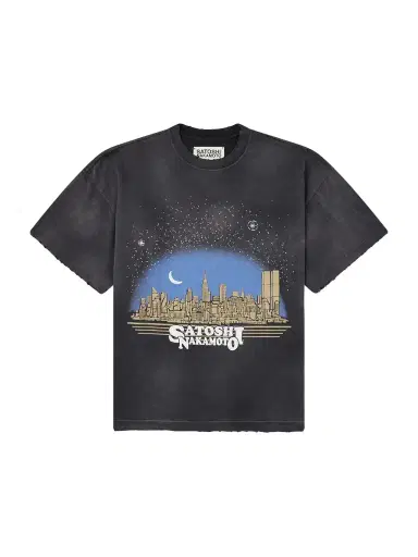 Satoshi Nakamoto Tourist Logo-Print Distressed Cotton-Jersey T-Shirt - Men | Thumbnail 1 Satoshi Nakamoto Tourist Logo-Print Distressed Cotton-Jersey T-Shirt - Men | Thumbnail 1