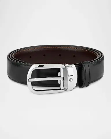 Montblanc Men 's Horseshoe-Buckle Reversible Leather Belt | Thumbnail 4