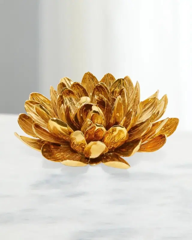 AERIN Gilded Dahlia Flower Decorative Accent