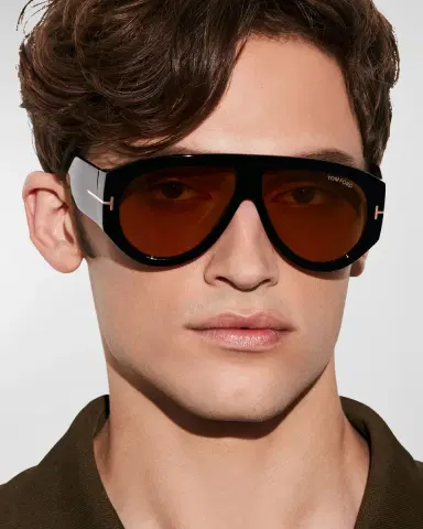 Tom Ford Men's Bronson T-Logo Shield Sunglasses | Thumbnail 3