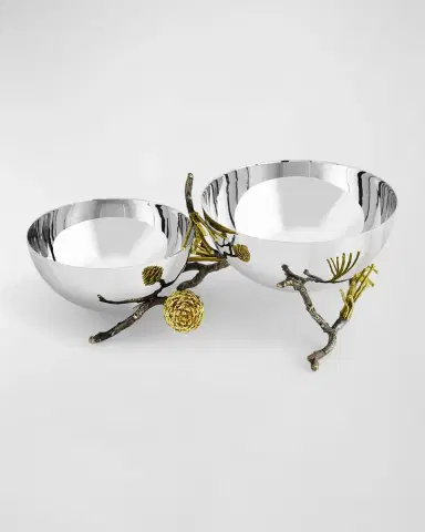 Michael Aram Pine Cone Double Bowl | Thumbnail 2 Michael Aram Pine Cone Double Bowl | Thumbnail 2