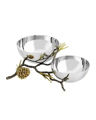 Michael Aram Pine Cone Double Bowl | Thumbnail 1 Michael Aram Pine Cone Double Bowl | Thumbnail 1