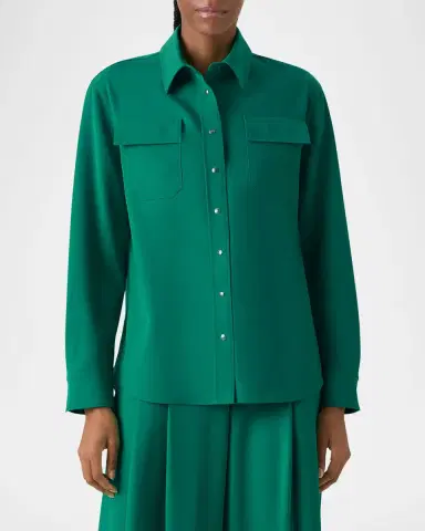 Akris Wool Gabardine Button-Down Blouse | Thumbnail 4