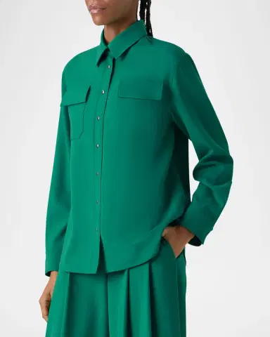 Akris Wool Gabardine Button-Down Blouse | Thumbnail 6