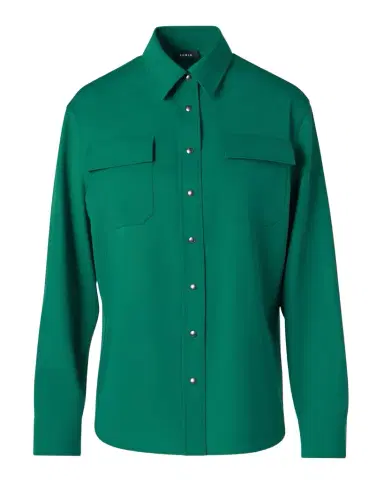 Akris Wool Gabardine Button-Down Blouse | Thumbnail 1