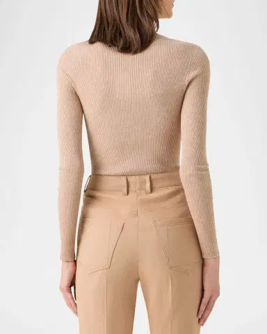 Akris Silk-Cotton Fitted Rib-Knit Sweater | Thumbnail 2 Akris Silk-Cotton Fitted Rib-Knit Sweater | Thumbnail 2