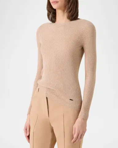 Akris Silk-Cotton Fitted Rib-Knit Sweater | Thumbnail 5 Akris Silk-Cotton Fitted Rib-Knit Sweater | Thumbnail 5