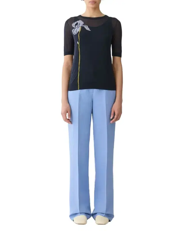 Lafayette 148 New York Floral Intarsia-Knit Sweater