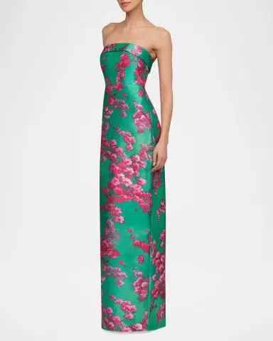 THEIA Cleo Strapless Floral-Print Column Gown | Thumbnail 3 THEIA Cleo Strapless Floral-Print Column Gown | Thumbnail 3