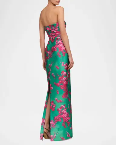 THEIA Cleo Strapless Floral-Print Column Gown | Thumbnail 5 THEIA Cleo Strapless Floral-Print Column Gown | Thumbnail 5