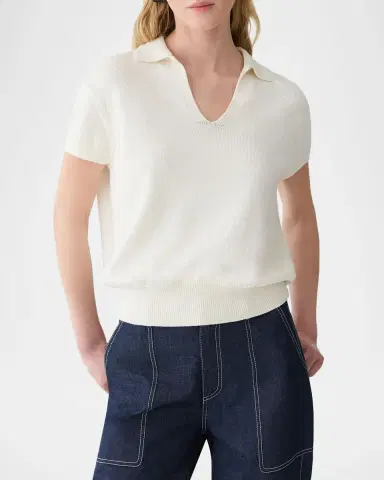 Lafayette 148 New York Cotton-Silk Polo Sweater | Thumbnail 3