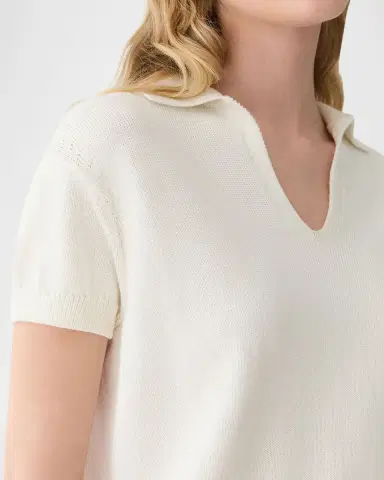 Lafayette 148 New York Cotton-Silk Polo Sweater | Thumbnail 4