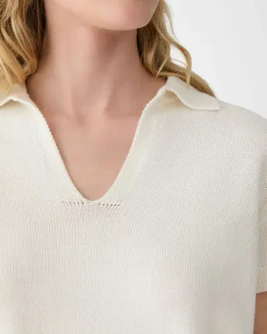 Lafayette 148 New York Cotton-Silk Polo Sweater | Thumbnail 5