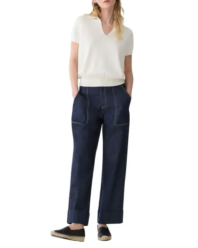 Lafayette 148 New York Cotton-Silk Polo Sweater