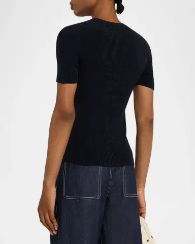 Lafayette 148 New York Slim-Fit Rib Knit Cotton Sweater | Thumbnail 2 Lafayette 148 New York Slim-Fit Rib Knit Cotton Sweater | Thumbnail 2