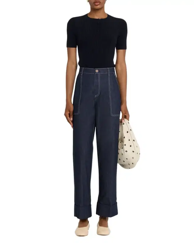 Lafayette 148 New York Slim-Fit Rib Knit Cotton Sweater