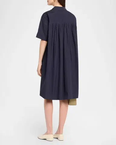 Lafayette 148 New York Pleated Cotton Shift Shirtdress | Thumbnail 2
